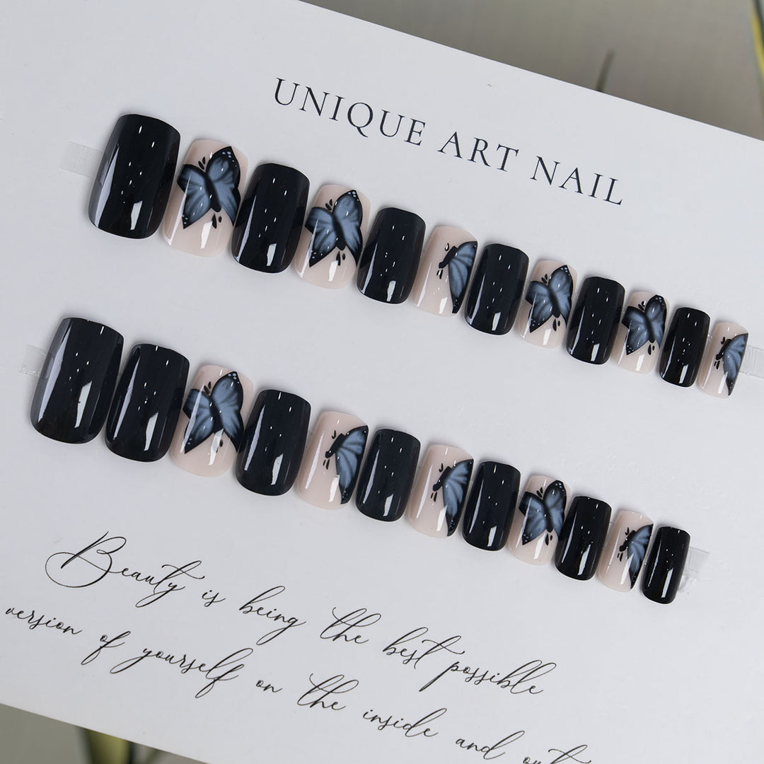 Artistic Butterfly-Embellished Press-On Nails