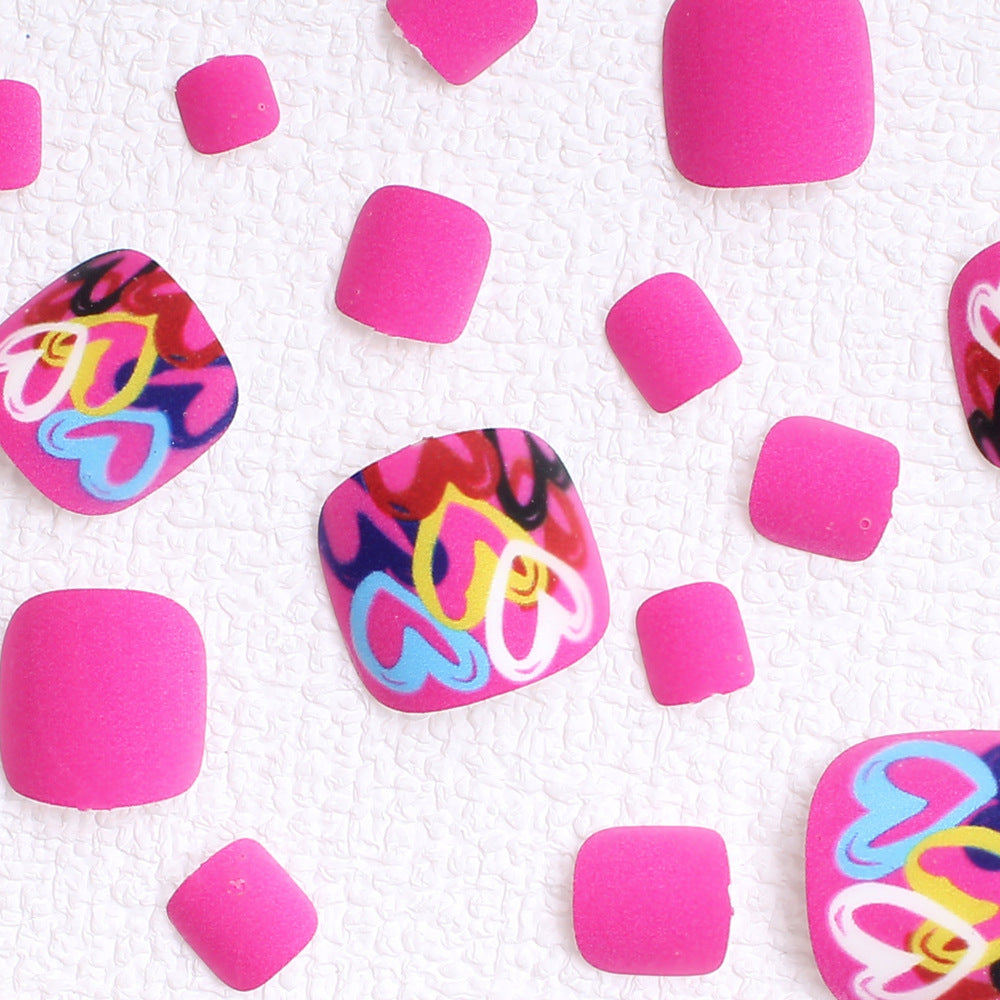 Artistic Heart-Designed Press-On Toenails Kalsten