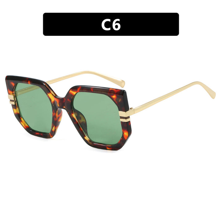 Women's geometric sunglasses with luxurious gold frame and polarized lenses Kalsten