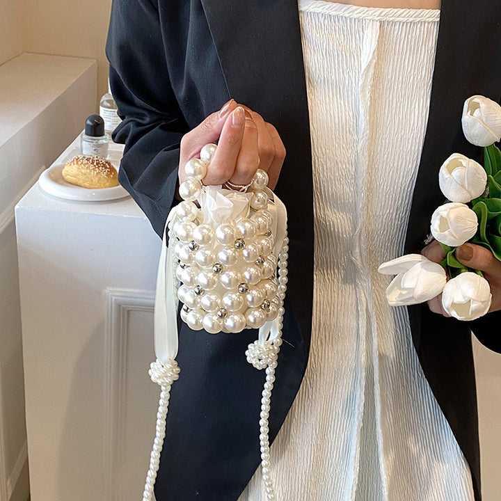 Stylish Pearl-Embellished Evening Handbag