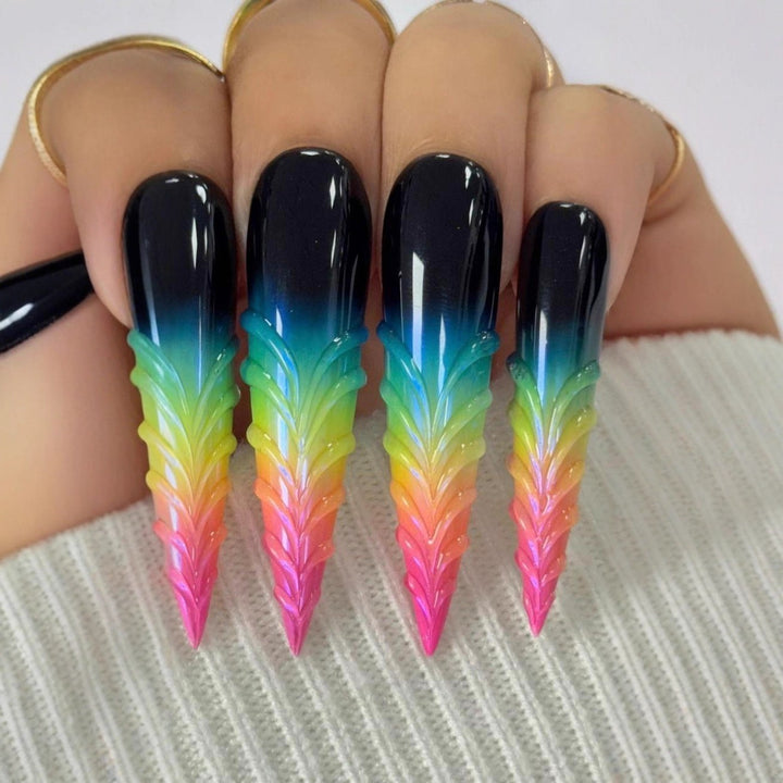 Elegant Artificial Nails with Botanical Designs Kalsten