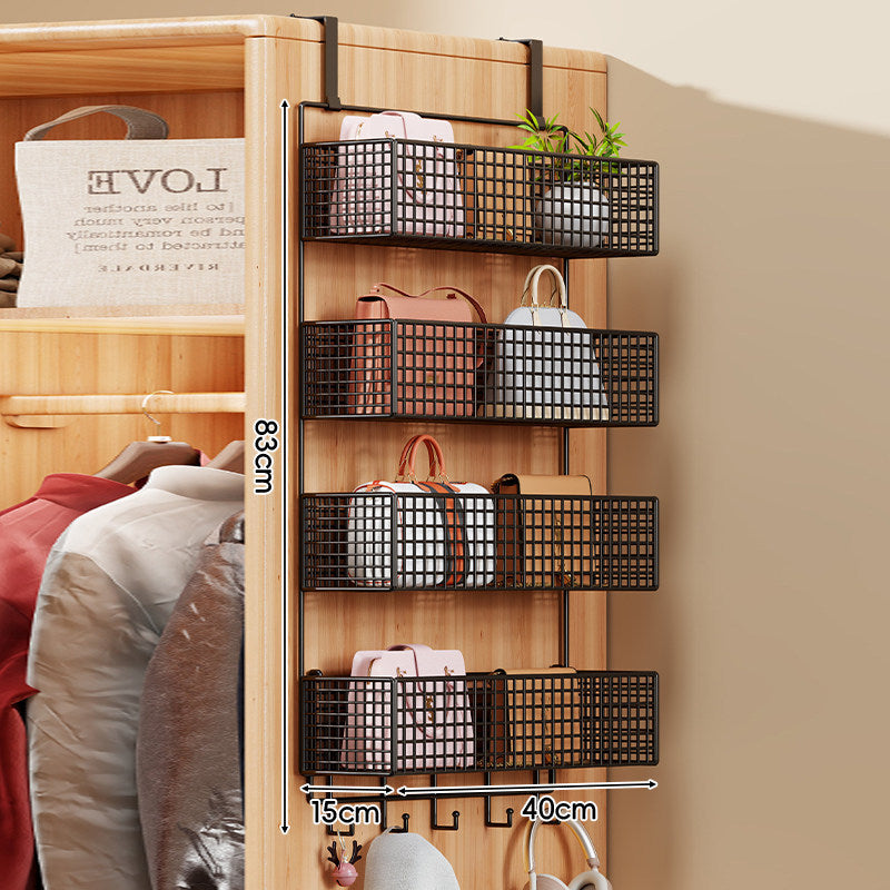 Over-the-Door Multi-Tier Metal Grid Hanging Storage Organizer