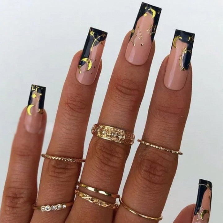 Artful Gel Nails with Elegant Floral Design and Glitter Accents Kalsten