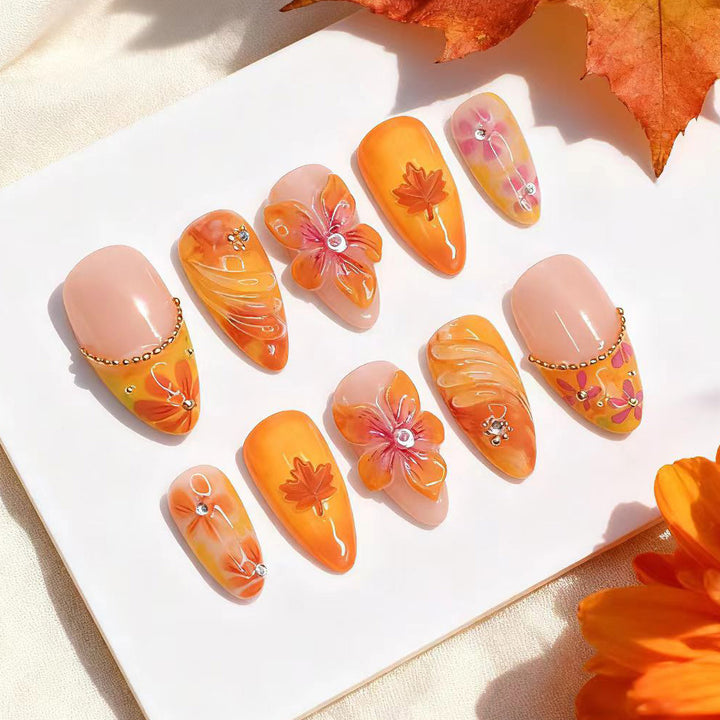 Artistic Floral-Themed Press-On Nail Set Kalsten