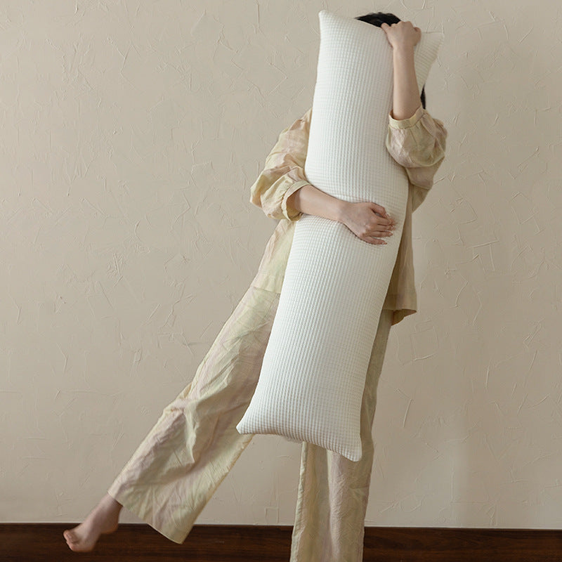 ergonomic side sleeper body pillow with breathable waffle cover