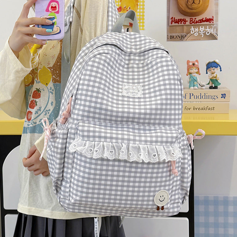 Cute Gingham Print Backpack Kalsten