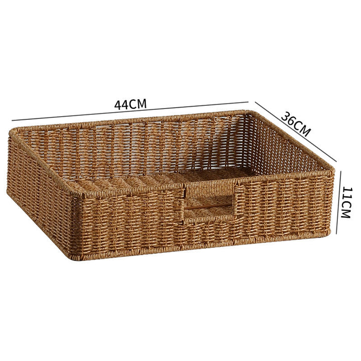Large Handwoven Rectangular Storage Basket with Cutout Handles Kalsten