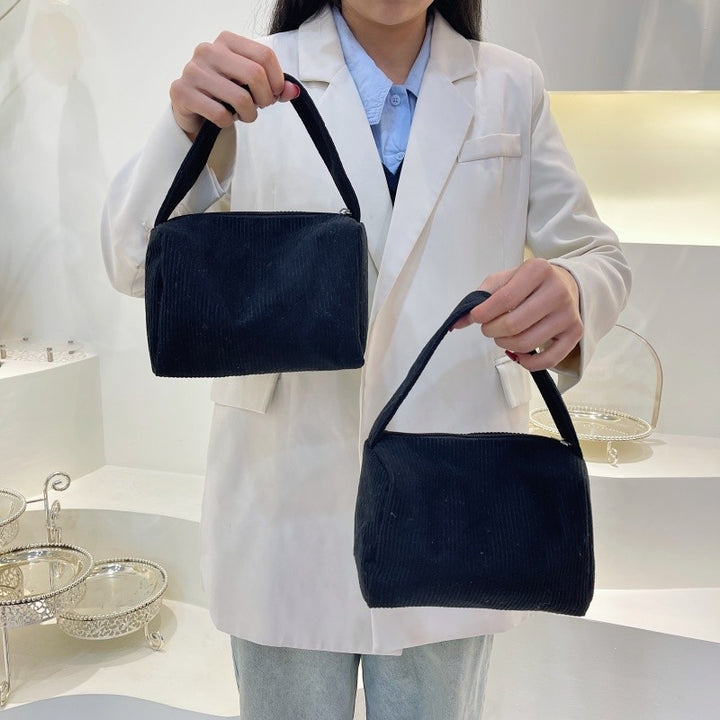 Plush shopping bag with modern ribbed design Kalsten