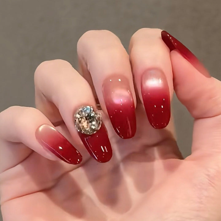 Ombre Press-On Nail Set with Rhinestone Accent Kalsten