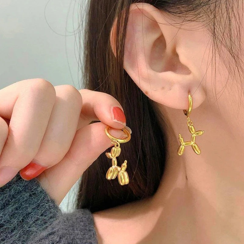 Playful Dog Pet Earrings Made of High-Quality Metal Kalsten