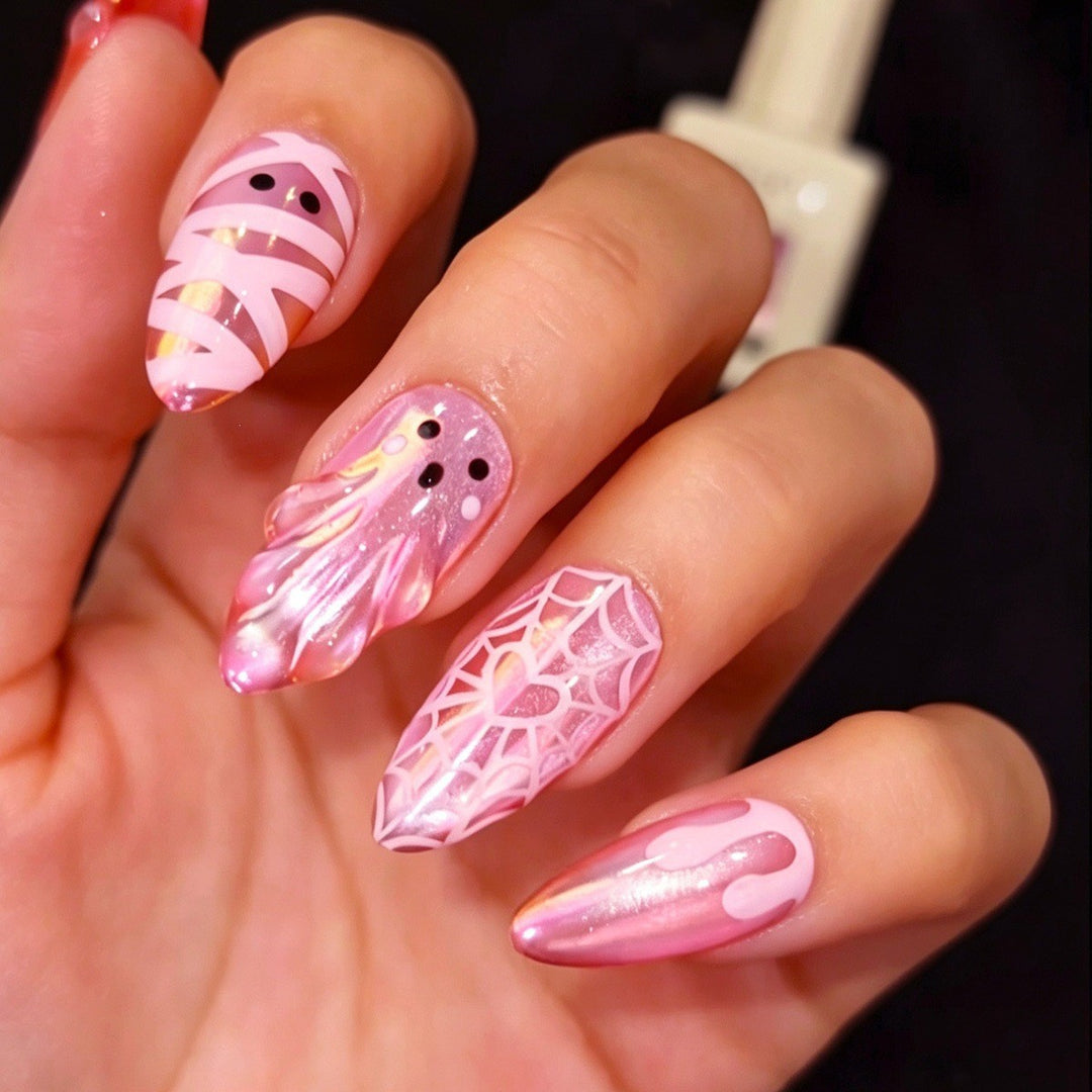 Artificial Nail Set with Halloween Motif and Glitter Accents Kalsten