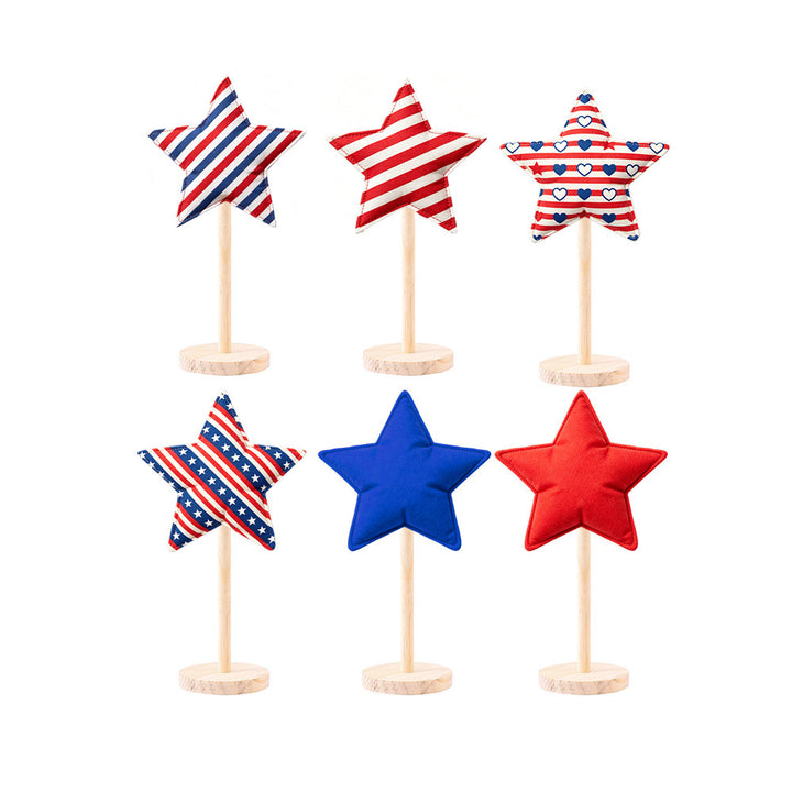 Unisex decorative fabric star display with wooden base Kalsten