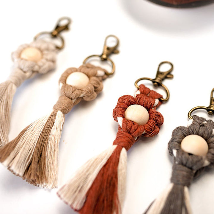 Macrame Keychain with Wooden Accents Kalsten