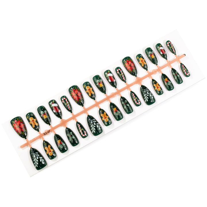 Festive Christmas-Themed Press-On Nail Art Set Kalsten