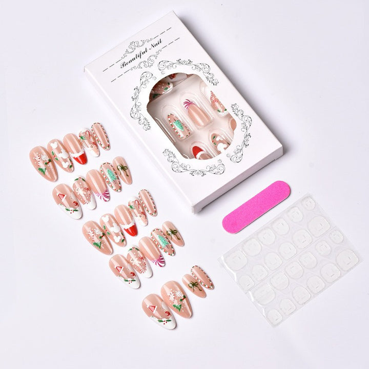 Artificial nail set with festive Christmas motifs and elegant designs Kalsten