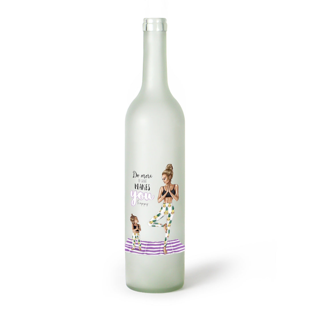 Decorative Frosted Glass Bottle Vase With Fashion Collage Decal