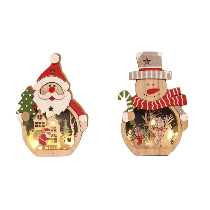 Decorative Santa Scene Wood Figurine Kalsten