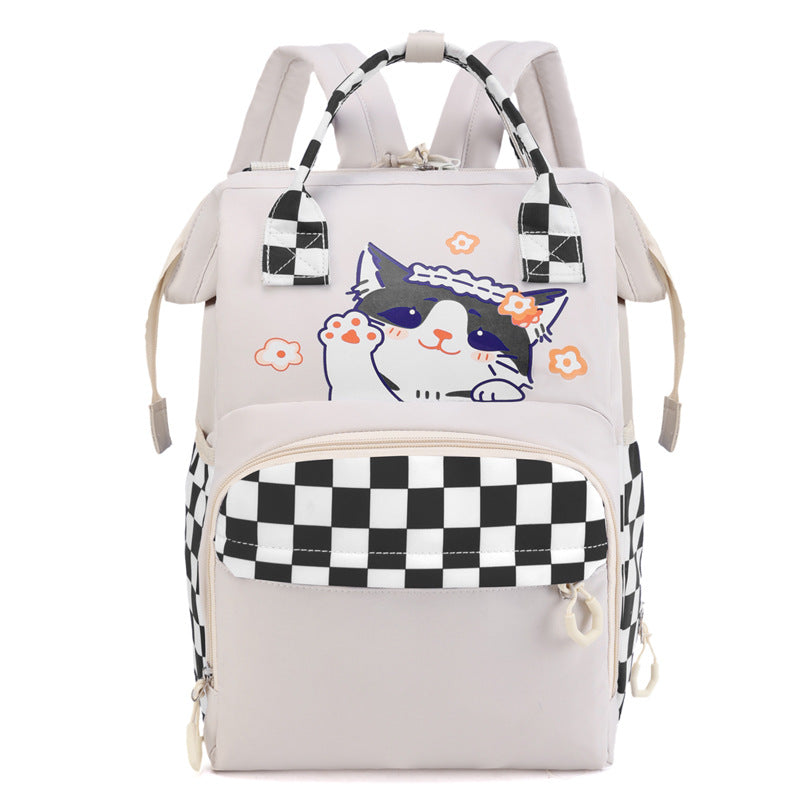 Playful Cat-Themed Multi-Pocket Backpack Kalsten