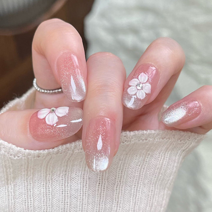 Decorative Press-On Nail Extensions with Floral Design Kalsten