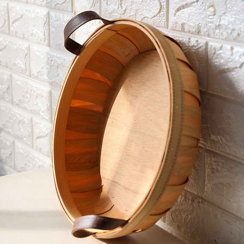 Handcrafted Oval Serving Tray with Leather Handles Kalsten