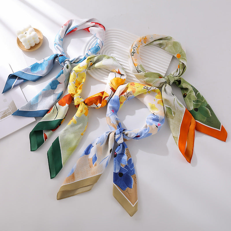 Women's silk scarf in elegant botanical design Kalsten