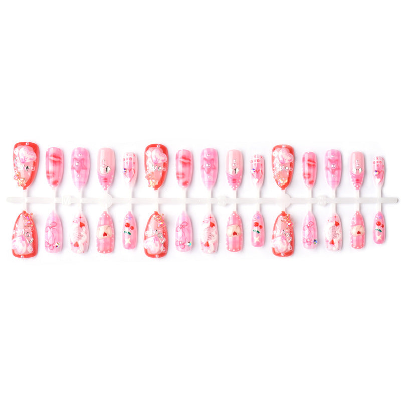 Artistic Heart-Themed Press-On Nail Art Set Kalsten