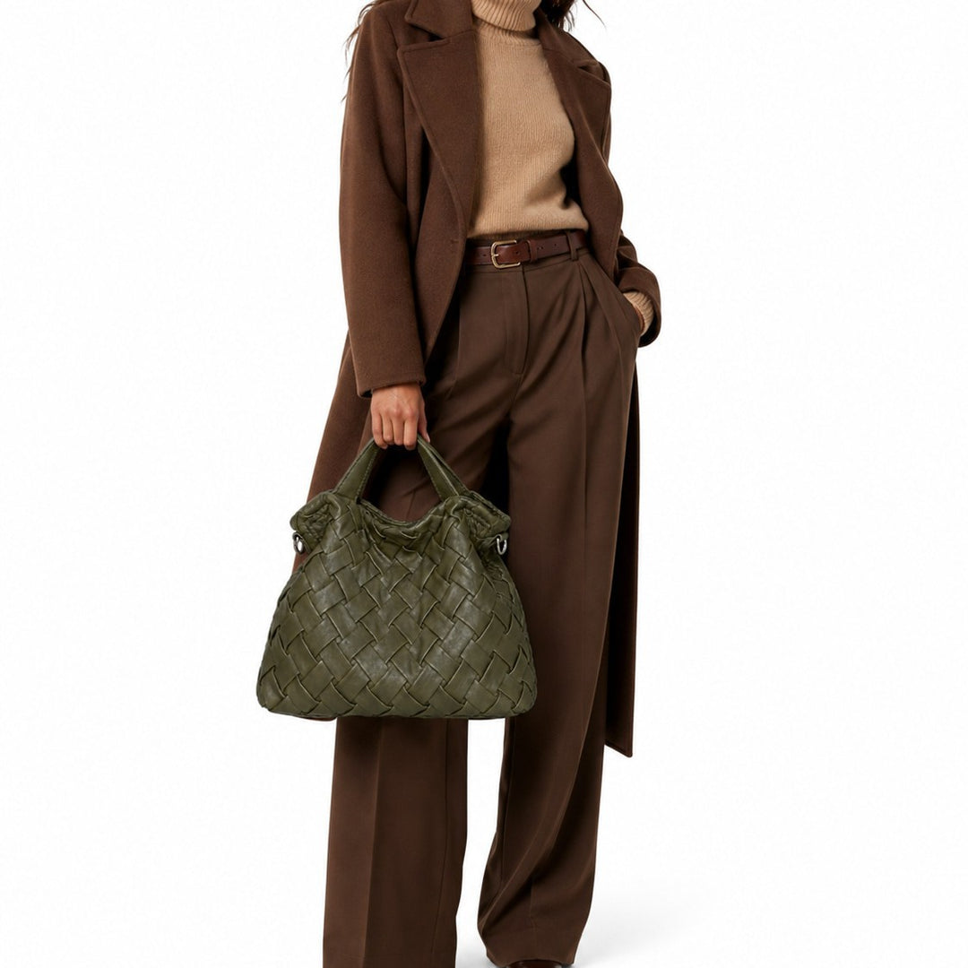 Handcrafted Woven Leather Hobo Bag
