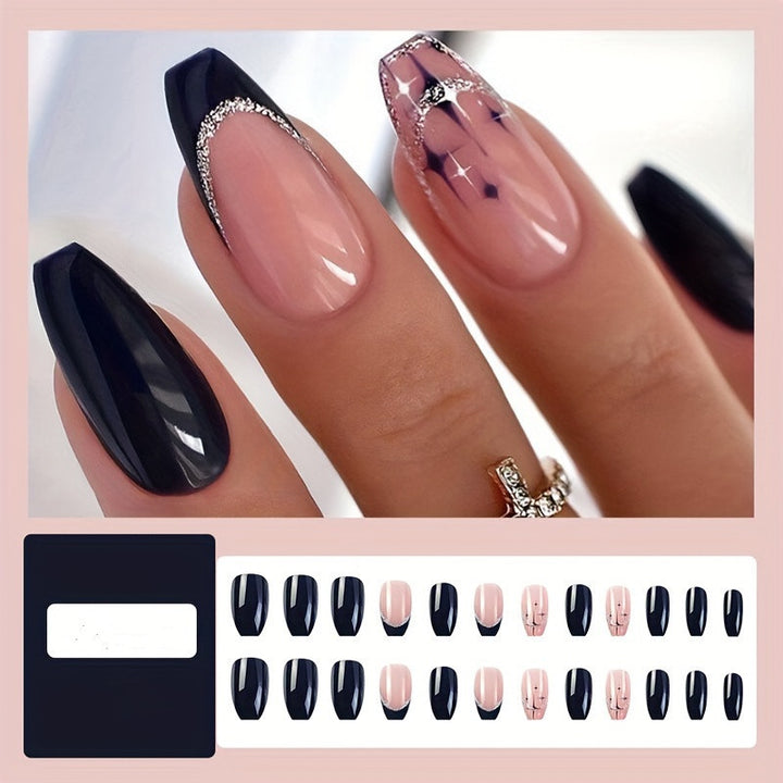 Elegant Rhinestone-Embellished Press-On Nail Design