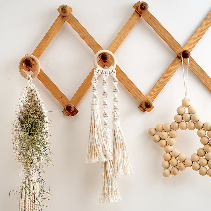 Decorative Macrame Wall Hanger with Wooden Ring Kalsten