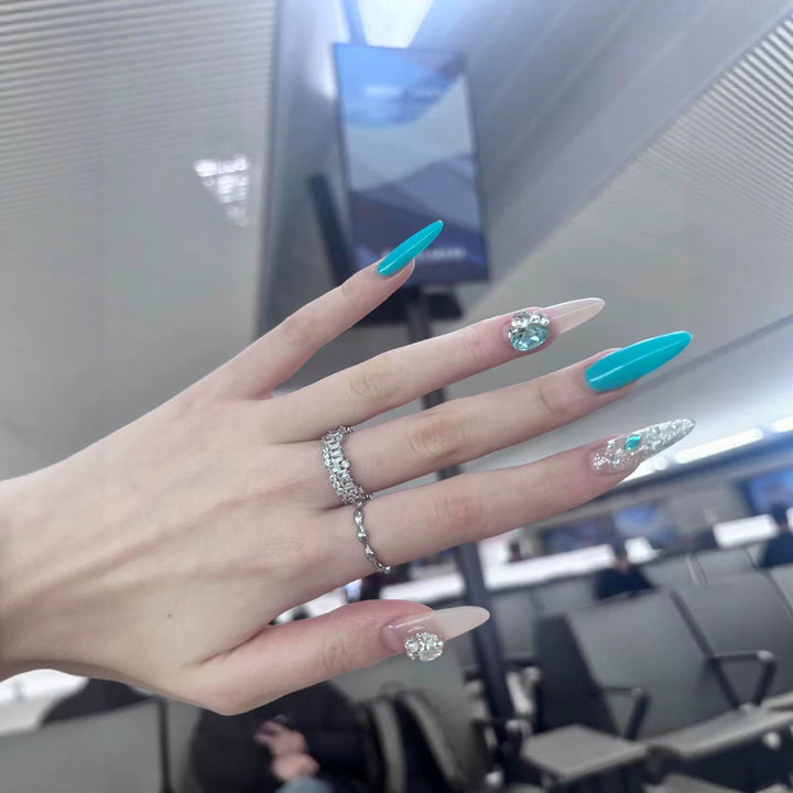 Stiletto Nail Art Tips with Crystal Accents