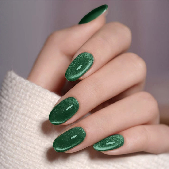 Artificial nail set with shimmering green effects Kalsten