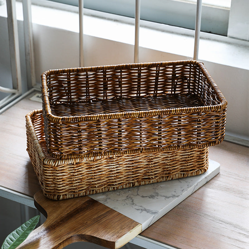 Handwoven Rectangular Wicker Storage Basket Kalsten