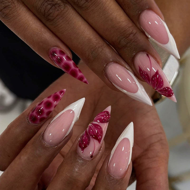 Artistic Press-On Nail Set with Decorative Designs kalsten