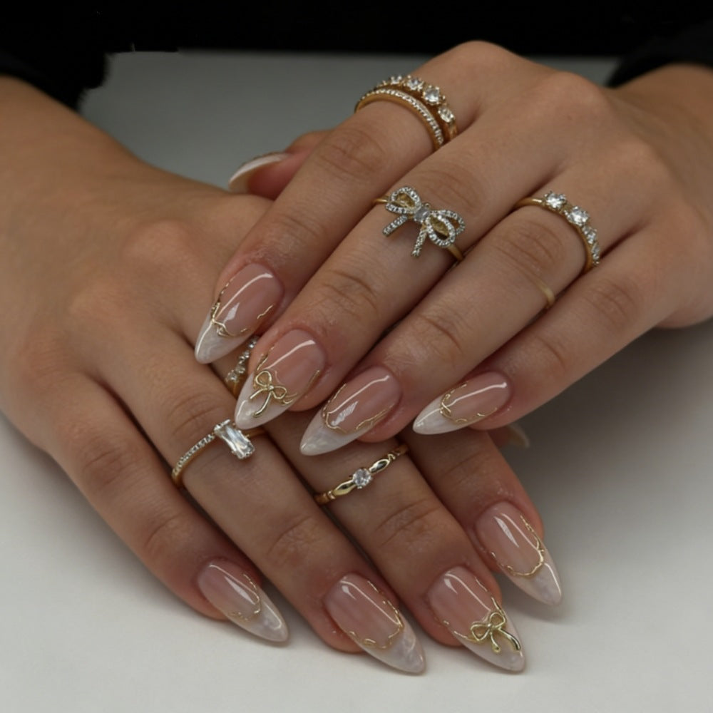 Artistic Press-On Nail Set with Celestial Design Kalsten
