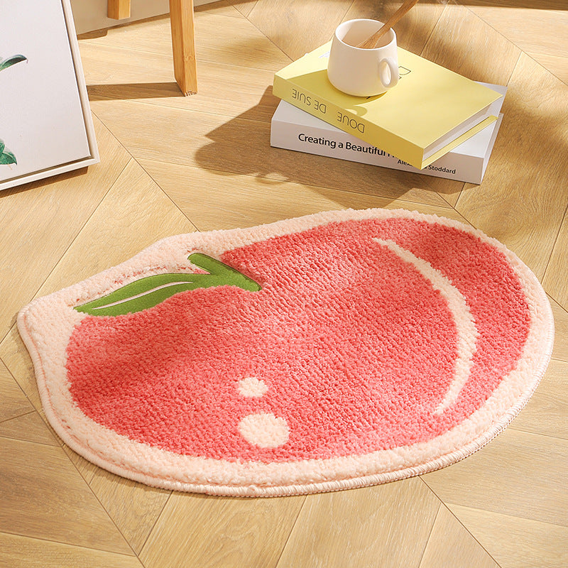 Playful Peach Shaped Bath Mat for Bathroom