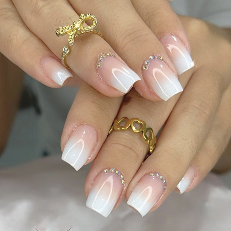 Elegant Rhinestone-Accented Press-On Nail Set