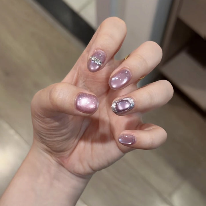 Elegant Crystal-Accented Nail Tips