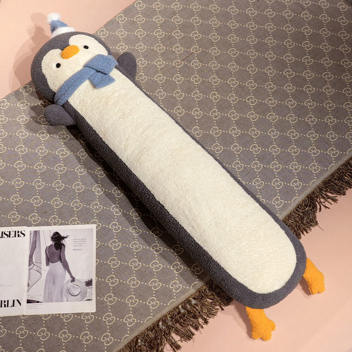 Extra-long plush body pillow in cat shape with neck support