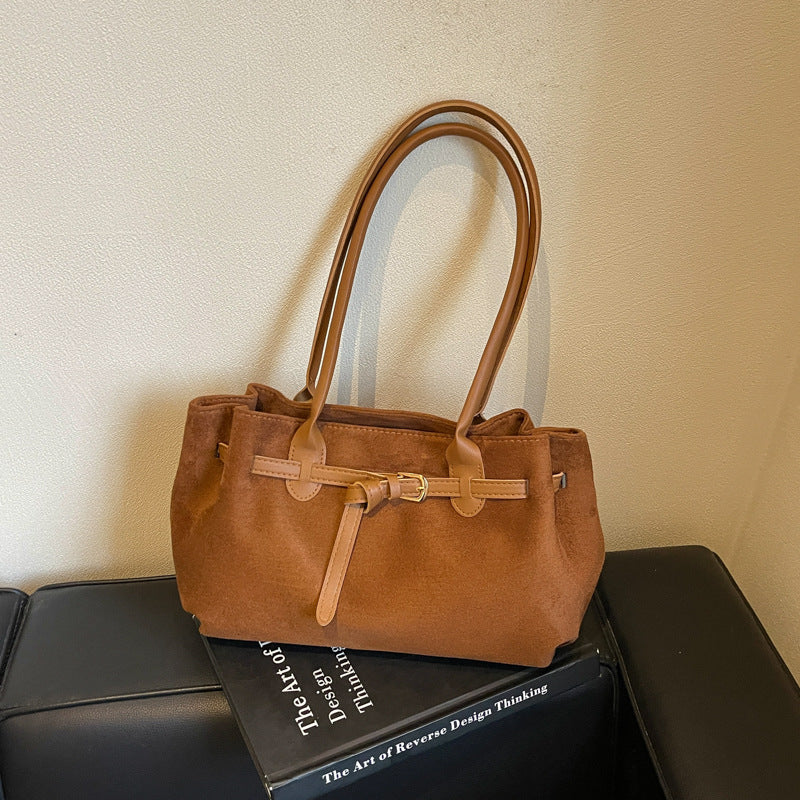 Suede Finish Everyday Handheld Bag