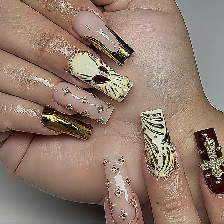 Acrylic nail set with glamorous decorations Kalsten