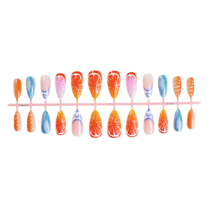 Artificial nail set with vibrant fruit designs Kalsten