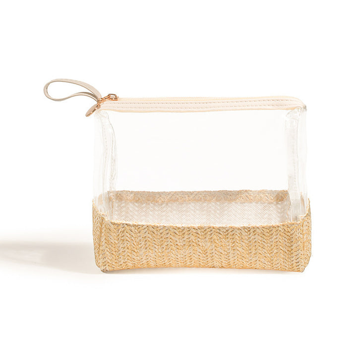 Cosmetic bag made of transparent material with woven bottom Kalsten