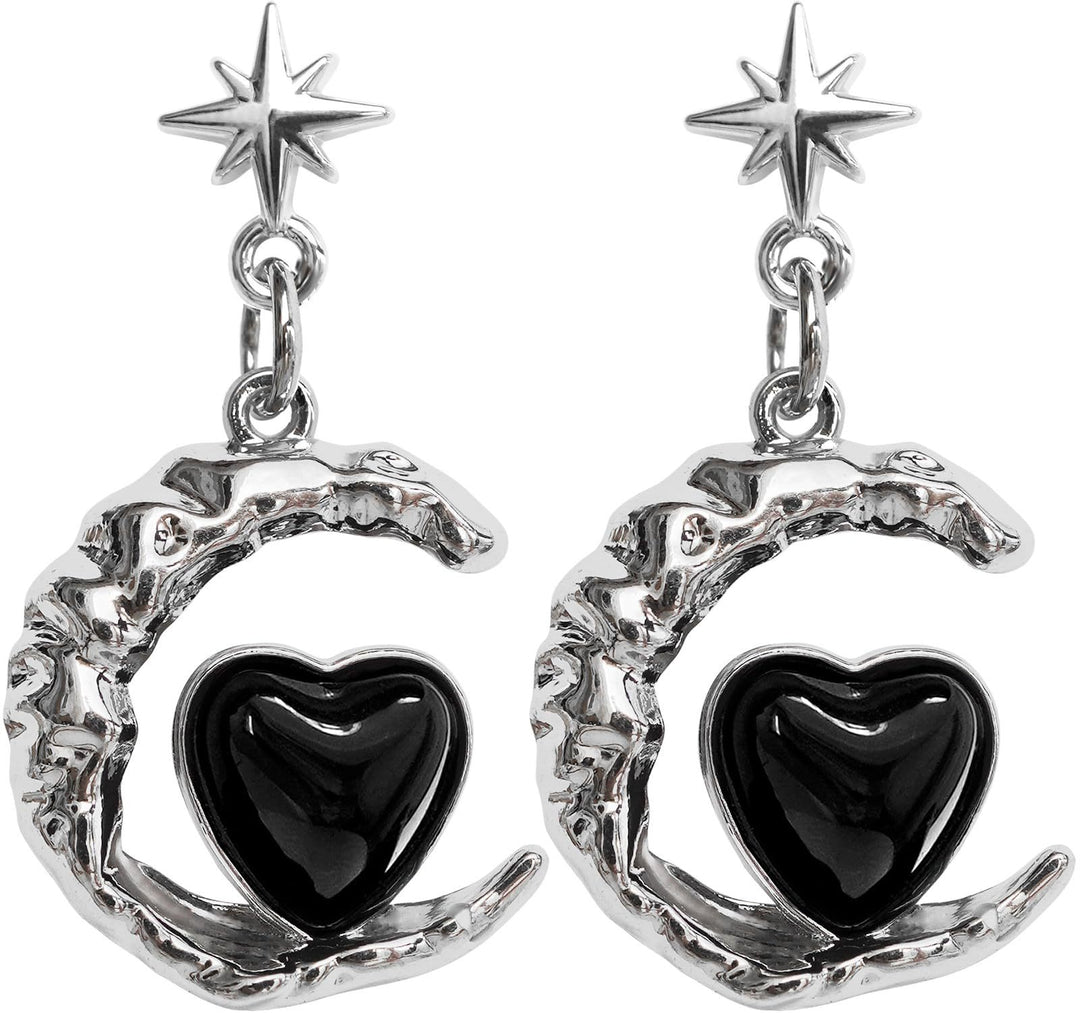 Artistic Moon and Heart Dangle Earrings Kalsten