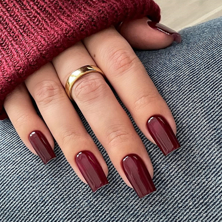 Glossy Square Tip Press-On Nails Kalsten