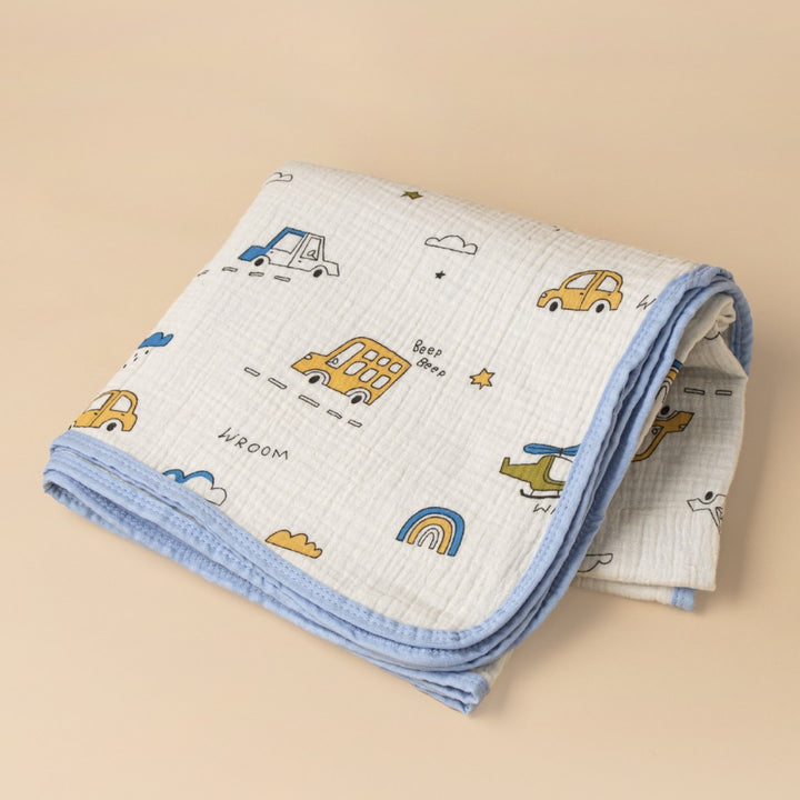 Soft Cotton Vehicle Print Muslin Blanket kalsten