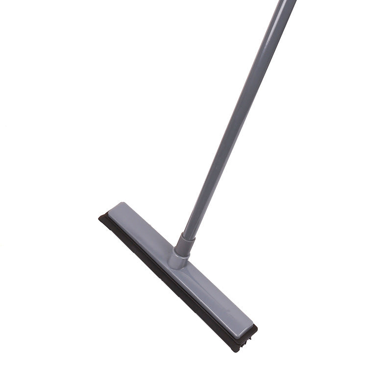 Heavy-Duty Rubber Floor Squeegee With Telescopic Handle And Angled Swivel Head