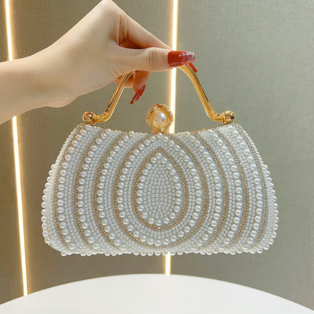 Luxurious Pearl-Decorated Evening Handbag