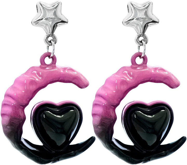 Artistic Moon and Heart Dangle Earrings Kalsten