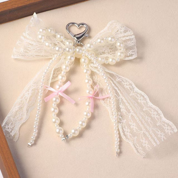 Elegant Pearl and Lace Charm Keychain Kalsten