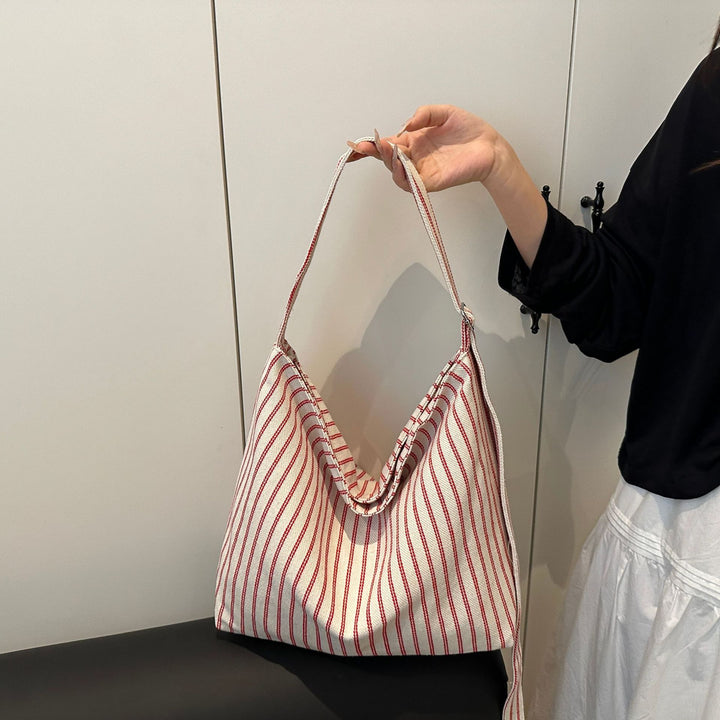 Casual Striped Canvas Tote Bag Kalsten